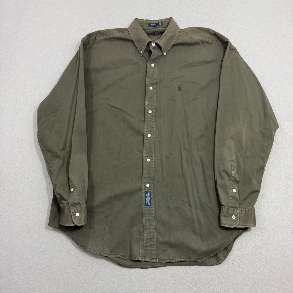 Vintage Polo Ralph Lauren Shirt XL Green The Blaire Button Down Cotton Twill 90s